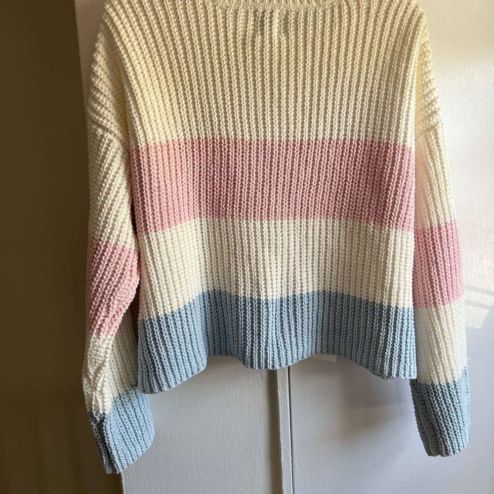 Blue Rain Striped Sweater - Cream, Pink, and Blue - Picture 3 of 4